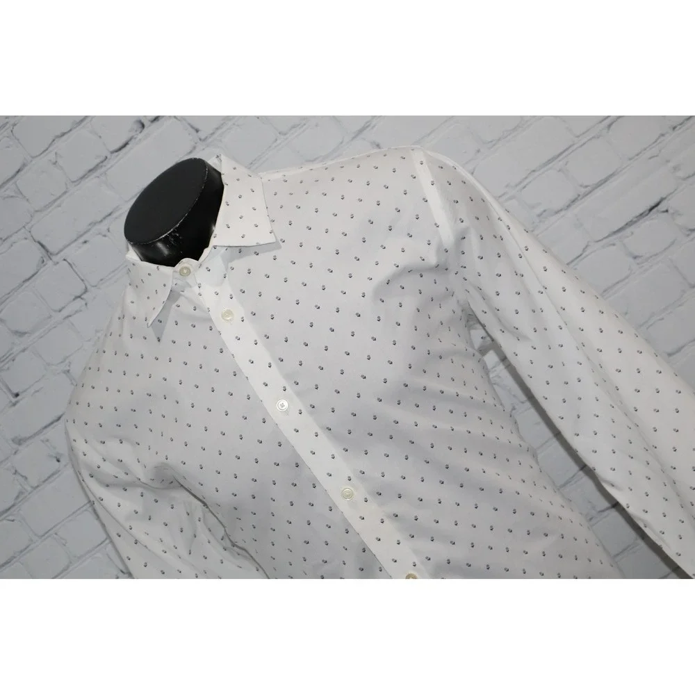Banana Republic Dress Shirt Mens XL White Micro Floral Long Sleeve Standard Fit